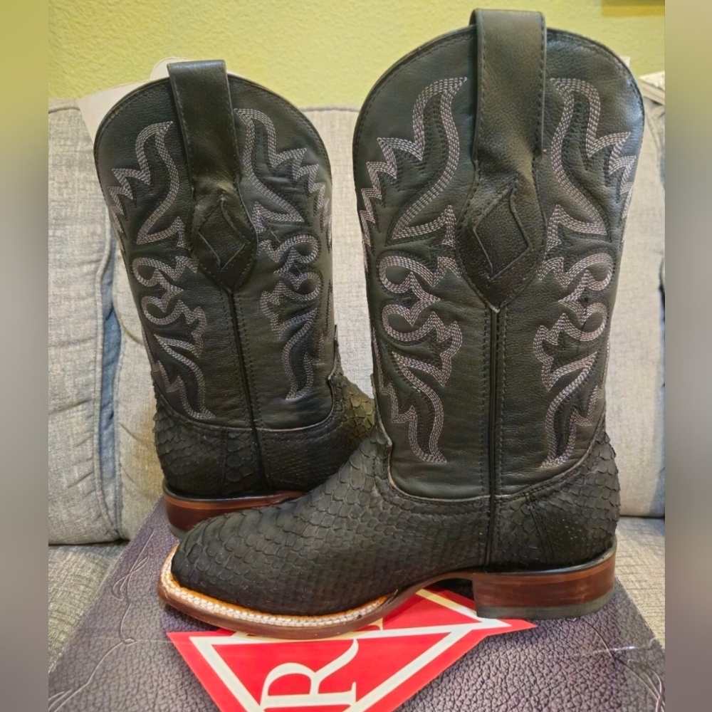 RED DIAMOND Rodeo Exotic Python Black Western Boots Men Sizing - Picture 5 of 8